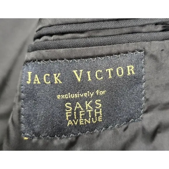 Jack Victor DUXE Tuxedo Jacket 42 S Pants 38&quot; x 28&quot; Hemmed All Black Satin Lapel