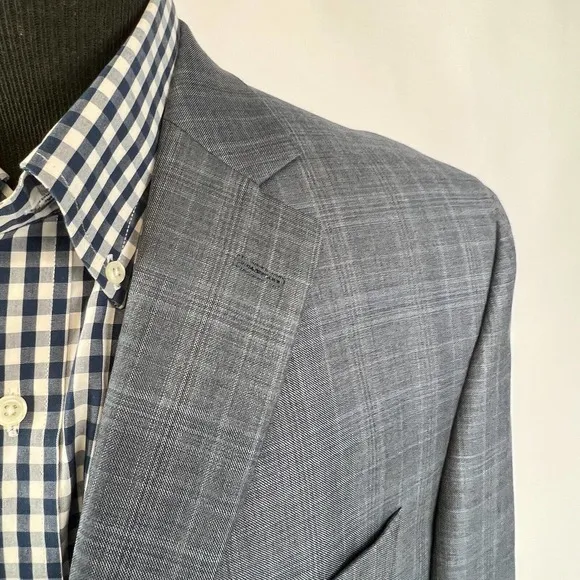 Jack Victor Loro Piana Super 130 Blazer Jacket Men Plaid 2 Button 39