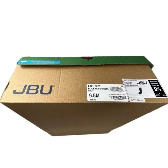 Jambu Black Herringbone Chilly Water Resistant Duck Boot 9.5M