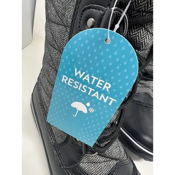 Jambu Black Herringbone Chilly Water Resistant Duck Boot 9.5M