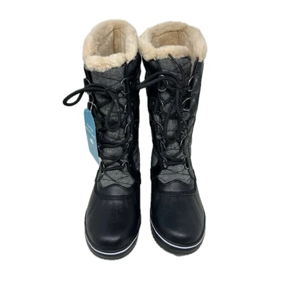 Jambu Black Herringbone Chilly Water Resistant Duck Boot 9.5M