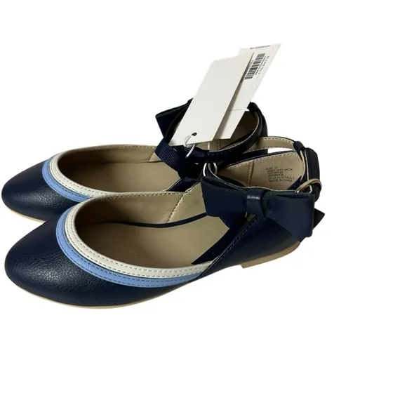 Janie and Jack little girls Bow Strap Ballet Flat shoes blue size size US 10