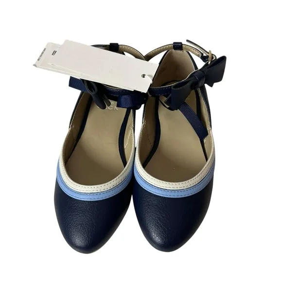 Janie and Jack little girls Bow Strap Ballet Flat shoes blue size size US 10