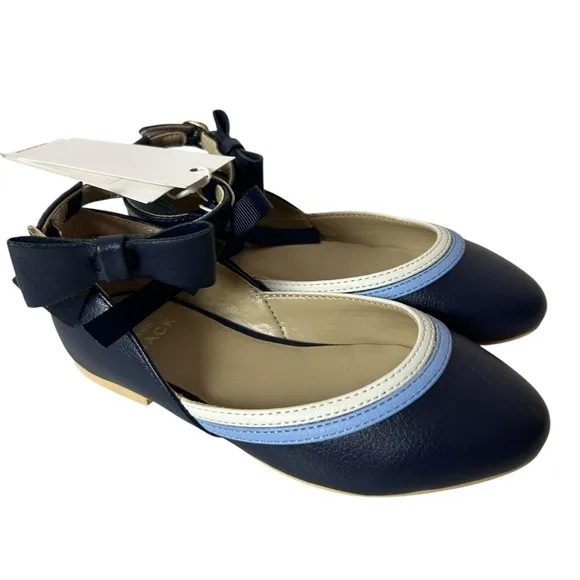 Janie and Jack little girls Bow Strap Ballet Flat shoes blue size size US 10