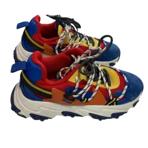 Javi Youth Sz 7 Lace Tie Up Shoes Sneakers Red Blue Yellow Chaos Athletic Sport