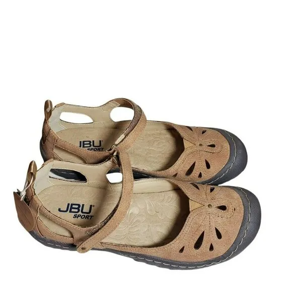 JBU Womens Meadow Tan Brown Round Toe Casual Mary Jane Flat Shoes Flats Size 8M