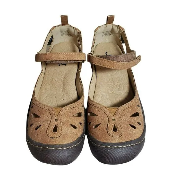 JBU Womens Meadow Tan Brown Round Toe Casual Mary Jane Flat Shoes Flats Size 8M