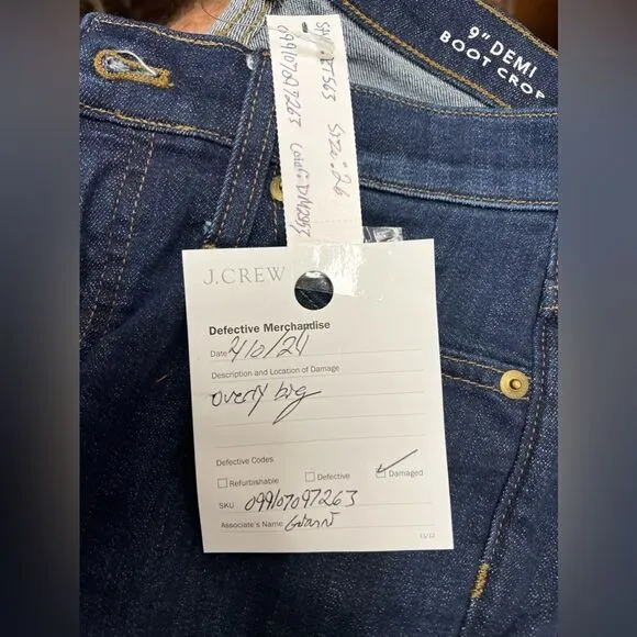 J.Crew 9&quot; demi-boot crop jean in Dark Worn wash