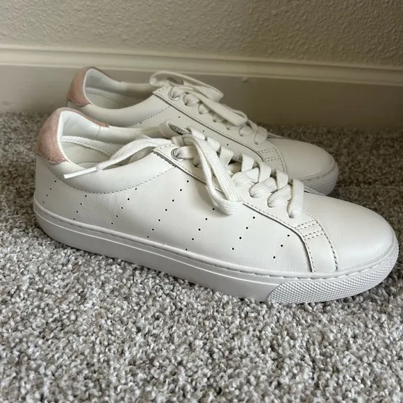 J.Crew Leather Sneakers in white/blush size Women’s 8