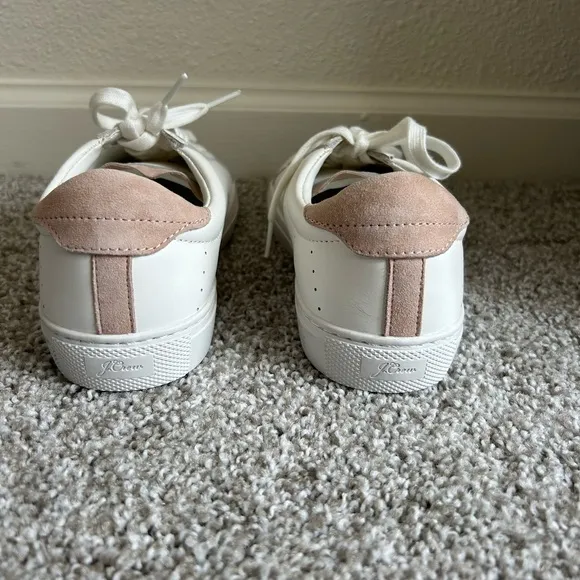 J.Crew Leather Sneakers in white/blush size Women’s 8