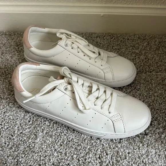 J.Crew Leather Sneakers in white/blush size Women’s 8