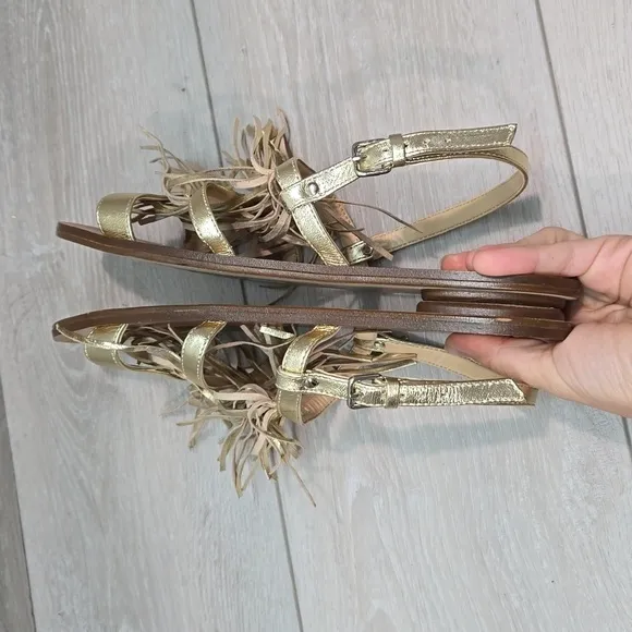 J.Crew Women Leather Tassel Sandals shoes sz 10