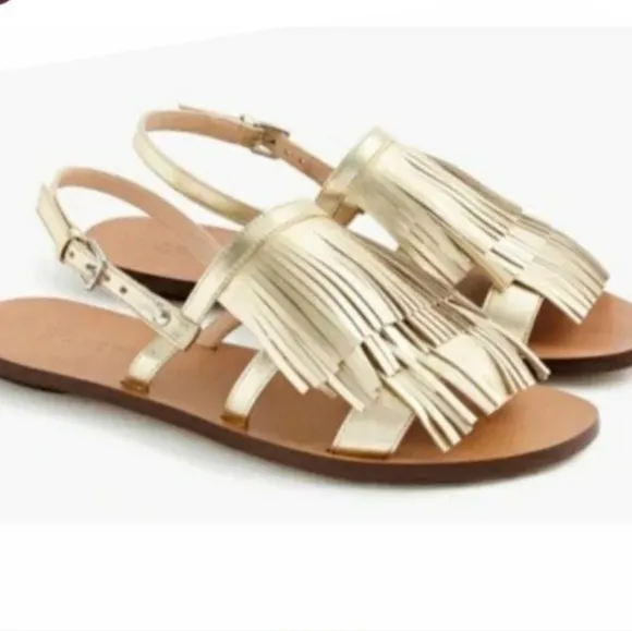 J.Crew Women Leather Tassel Sandals shoes sz 10