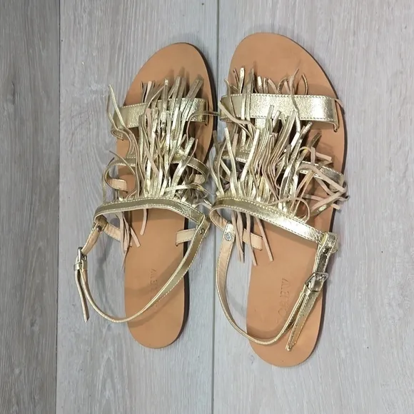 J.Crew Women Leather Tassel Sandals shoes sz 10