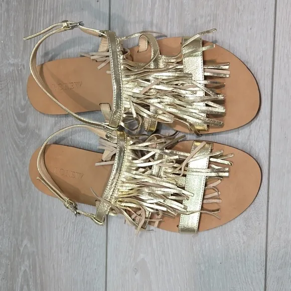 J.Crew Women Leather Tassel Sandals shoes sz 10