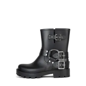 Jeffrey Campbell Controller Moto Inspired Water Resistant Rain Boots Sz 9 Black