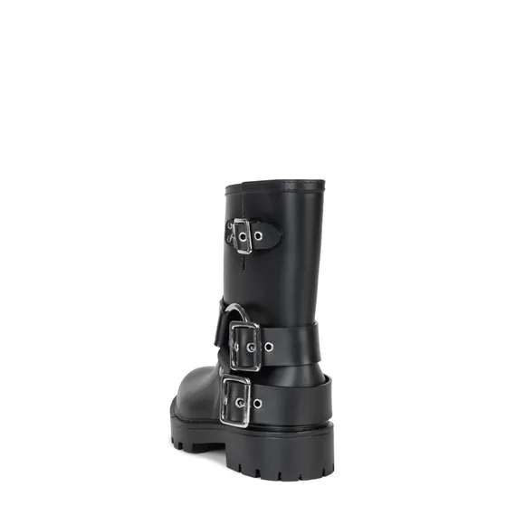 Jeffrey Campbell Controller Moto Inspired Water Resistant Rain Boots Sz 9 Black