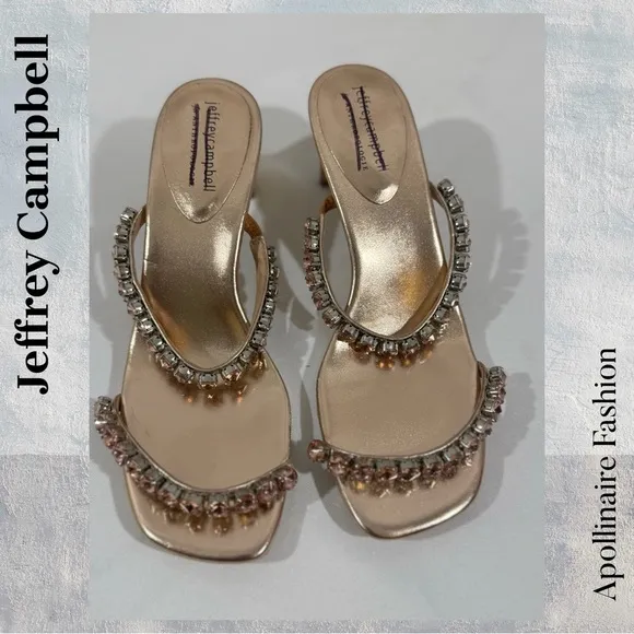 Jeffrey Campbell Embellished Heeled Slide Sandals Size 8.5 New