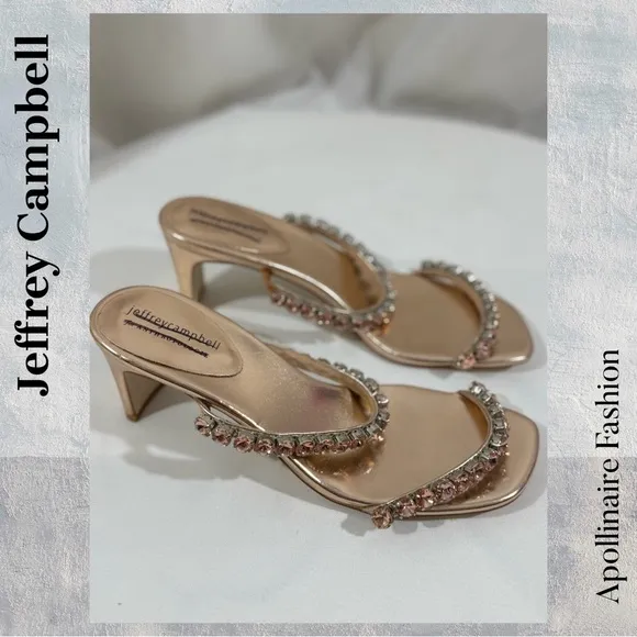 Jeffrey Campbell Embellished Heeled Slide Sandals Size 8.5 New