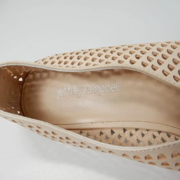 Jeffrey Campbell Stunz Perforated Mary Jane Flats 7.5 Natural Beige Leather NEW