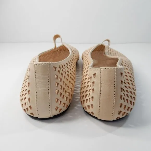 Jeffrey Campbell Stunz Perforated Mary Jane Flats 7.5 Natural Beige Leather NEW