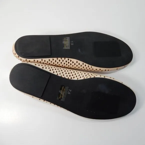 Jeffrey Campbell Stunz Perforated Mary Jane Flats 7.5 Natural Beige Leather NEW