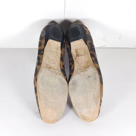 Jimmy Choo Women's US6,5-7 EU37,5 Leather Leopard Print Brown SlipOn Flat Shoes