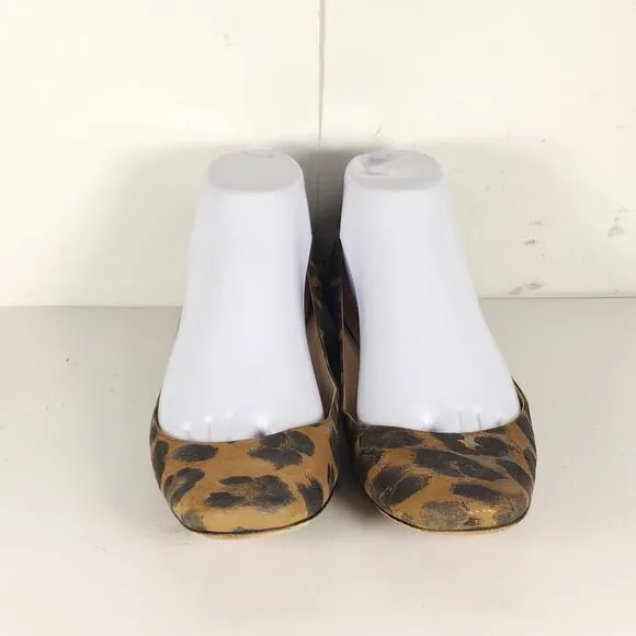 Jimmy Choo Women's US6,5-7 EU37,5 Leather Leopard Print Brown SlipOn Flat Shoes