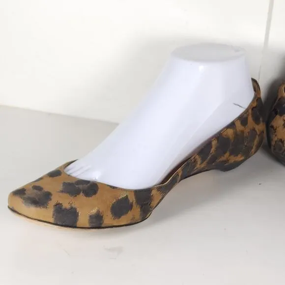 Jimmy Choo Women's US6,5-7 EU37,5 Leather Leopard Print Brown SlipOn Flat Shoes