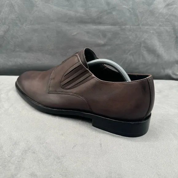 JOHN‎ VARVATOS NYC Cut Espresso Leather Slip-On Derby Shoe Size 10M