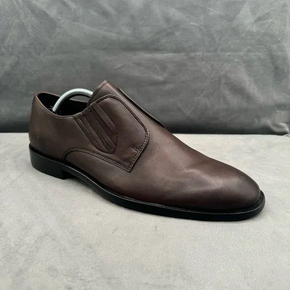 JOHN‎ VARVATOS NYC Cut Espresso Leather Slip-On Derby Shoe Size 10M