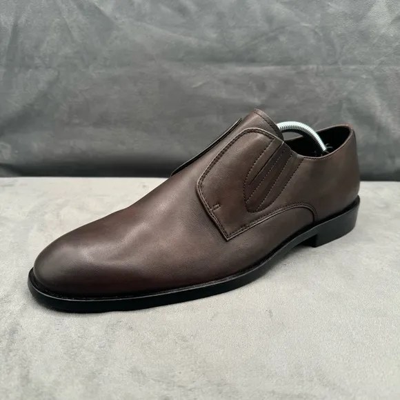 JOHN‎ VARVATOS NYC Cut Espresso Leather Slip-On Derby Shoe Size 10M