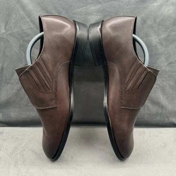 JOHN‎ VARVATOS NYC Cut Espresso Leather Slip-On Derby Shoe Size 10M