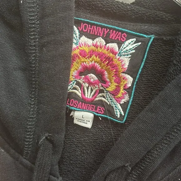 Johnny Was Julia Terry Hoodie with Floral Embroidery