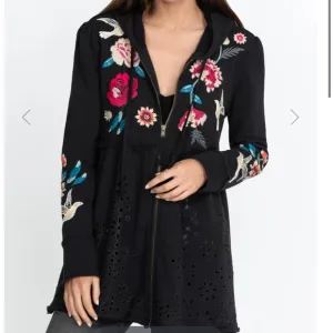 Johnny Was Julia Terry Hoodie with Floral Embroidery