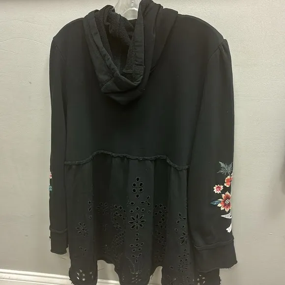 Johnny Was Julia Terry Hoodie with Floral Embroidery
