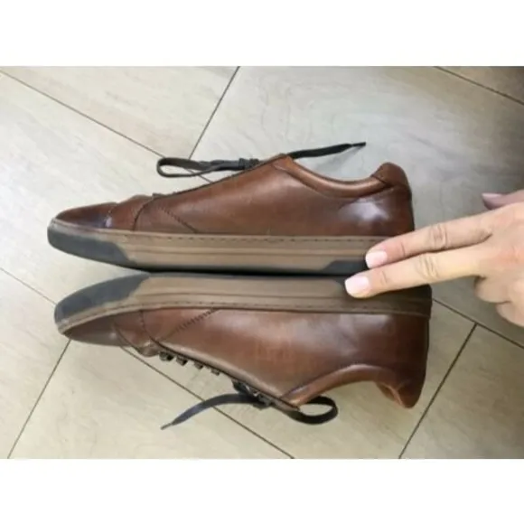 JOHNSTON &amp; MURPHY FENTON LACE-UP leather sneakers men brown 9.5 M rts$139 Oxford