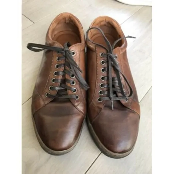 JOHNSTON &amp; MURPHY FENTON LACE-UP leather sneakers men brown 9.5 M rts$139 Oxford