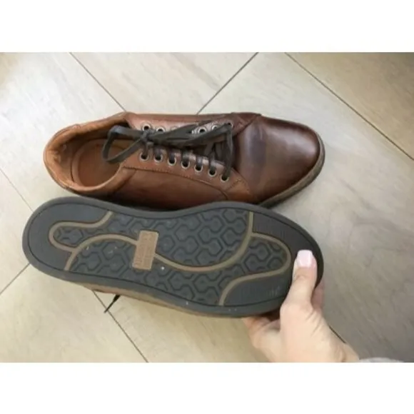 JOHNSTON &amp; MURPHY FENTON LACE-UP leather sneakers men brown 9.5 M rts$139 Oxford