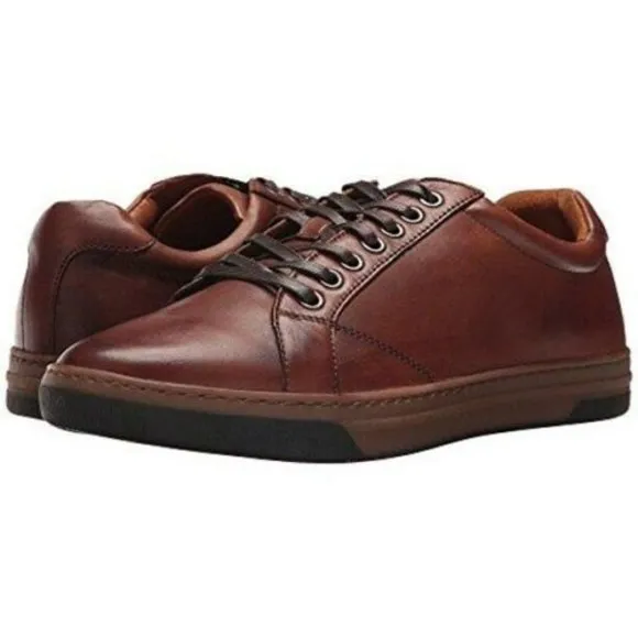 JOHNSTON &amp; MURPHY FENTON LACE-UP leather sneakers men brown 9.5 M rts$139 Oxford