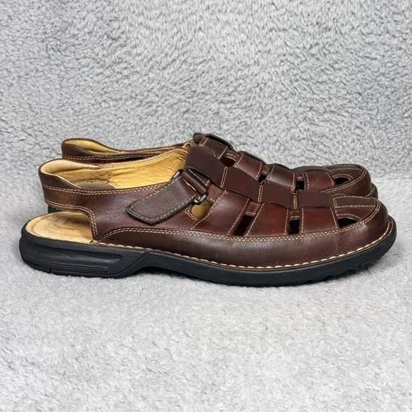 Johnston Murphy Mens Size 11 Fisherman Sandals Shoes Brown Sheepskin Leather