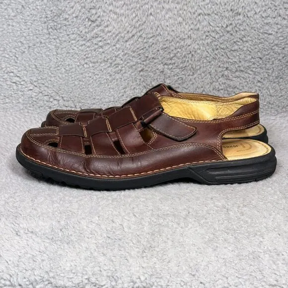 Johnston Murphy Mens Size 11 Fisherman Sandals Shoes Brown Sheepskin Leather