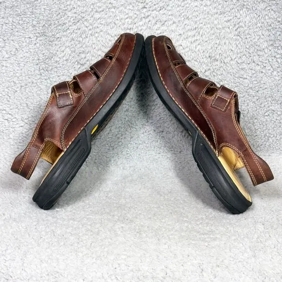 Johnston Murphy Mens Size 11 Fisherman Sandals Shoes Brown Sheepskin Leather