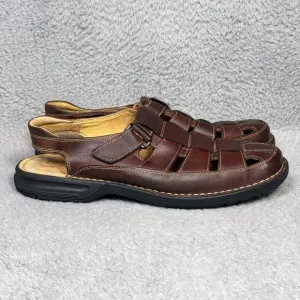 Johnston Murphy Mens Size 11 Fisherman Sandals Shoes Brown Sheepskin Leather