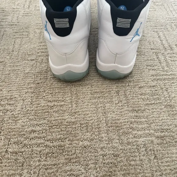 Jordan White and Blue High-Top Athletic Shoes
