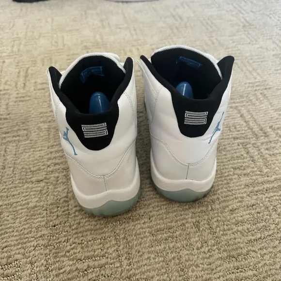 Jordan White and Blue High-Top Athletic Shoes