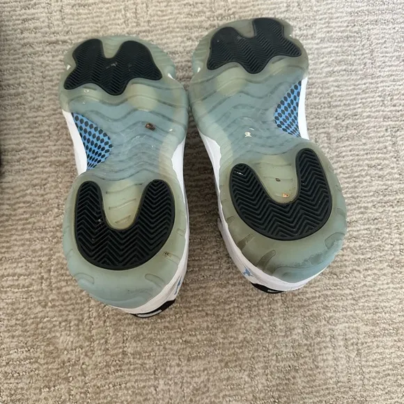 Jordan White and Blue High-Top Athletic Shoes