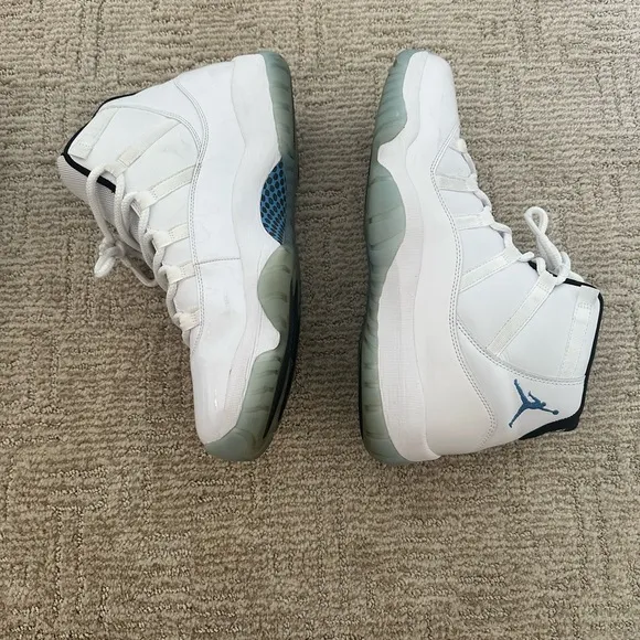 Jordan White and Blue High-Top Athletic Shoes