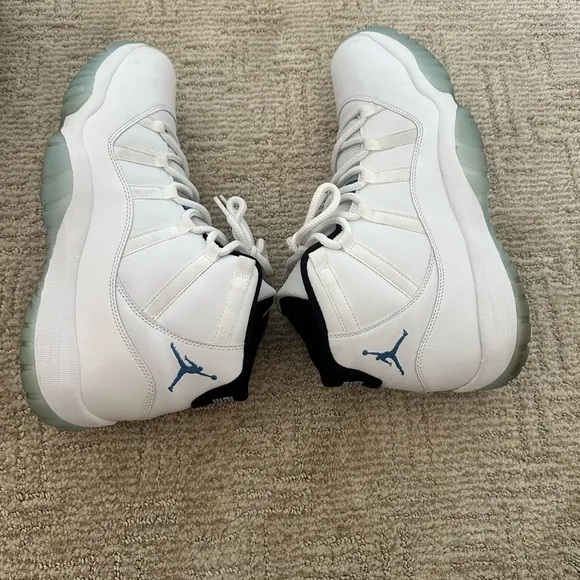 Jordan White and Blue High-Top Athletic Shoes