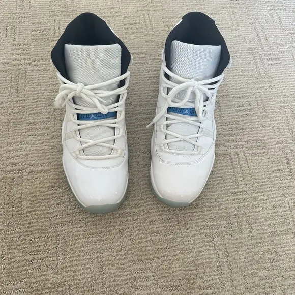 Jordan White and Blue High-Top Athletic Shoes
